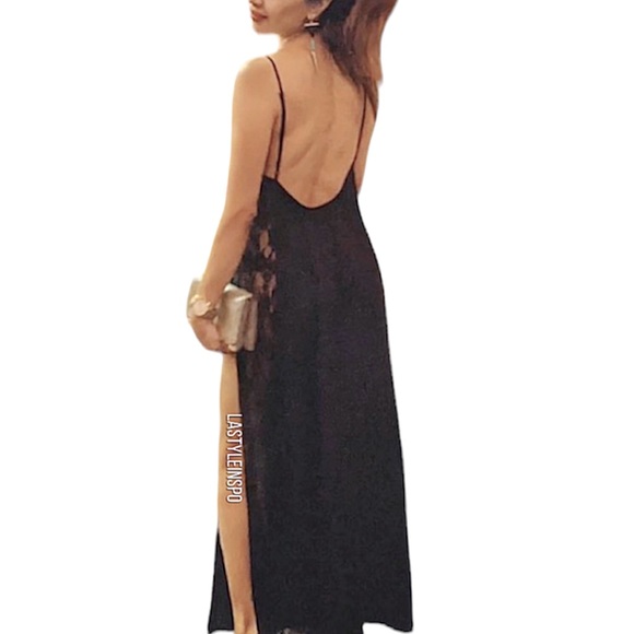 Lovers and Friends Maxi Dress Side Laced Size Small Black